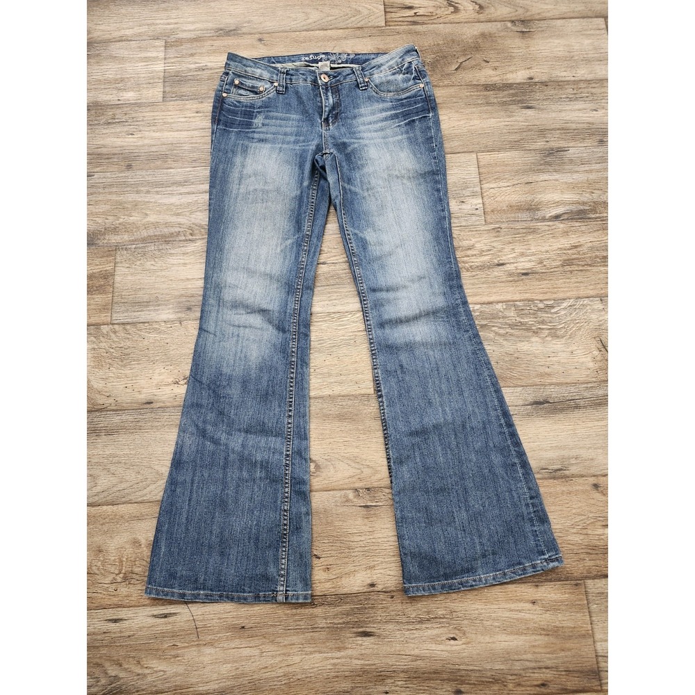 Y2K Refuge Womens Jeans Boot Cut Juniors 11 34 x 34 Low Rise Flare Wide Leg Vtg